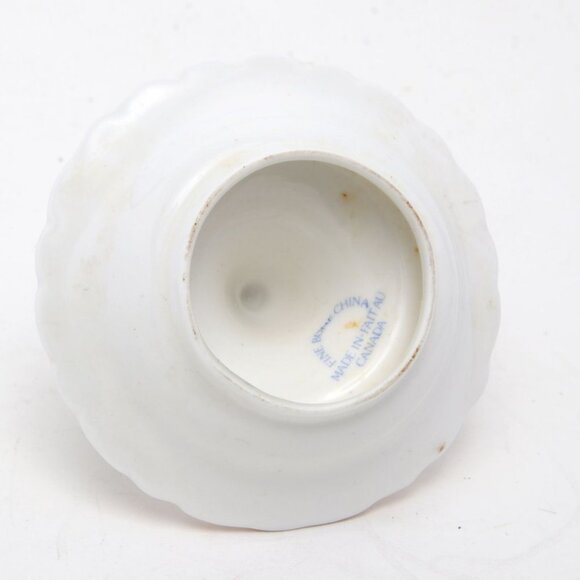 Vintage Bone China Ring Holder Dish Jewelry Floral Canada White Pink Gold 80s - Picture 6 of 8